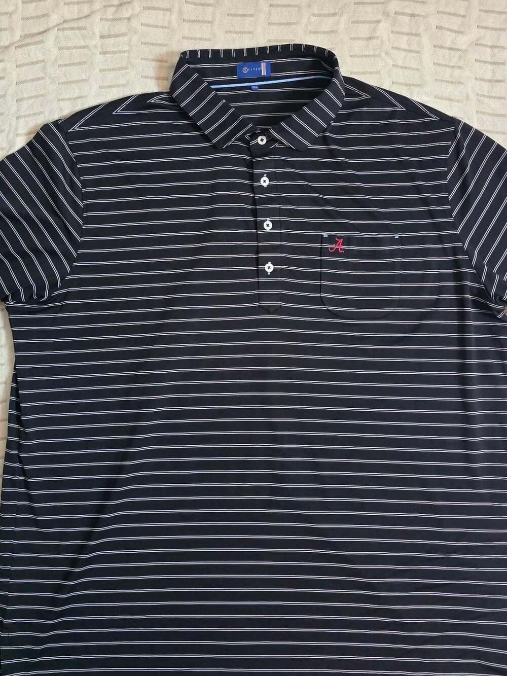 Stitch Golf Polo Shirt Size 2XL Black Striped Pocket Performance